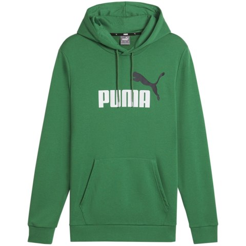 Bluza męska Puma ESS+ 2 Col Big Logo Hoodie TR zielona 586765 86