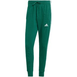 Spodnie męskie adidas Essentials French Terry Tapered Cuff 3-Stripes zielone IS1392