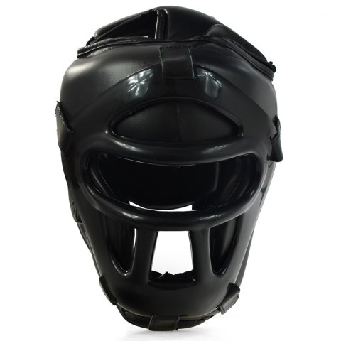 Kask bokserski z kratą Profight 703 PU czarny senior