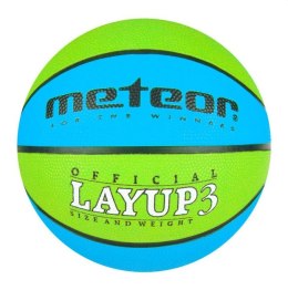 Piłka koszykowa Meteor Layup 3 niebiesko-zielona 07048