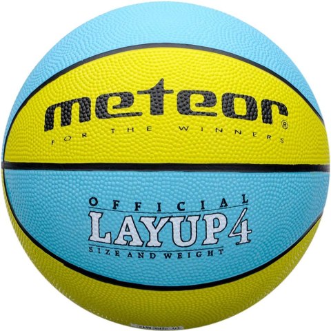 Piłka koszykowa Meteor Layup 4 żółto-niebieska 07046