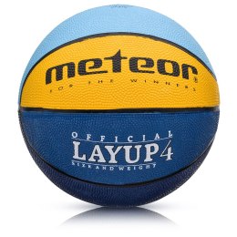 Piłka koszykowa Meteor LayUp 4 błękitno-żółto-niebieska 07079