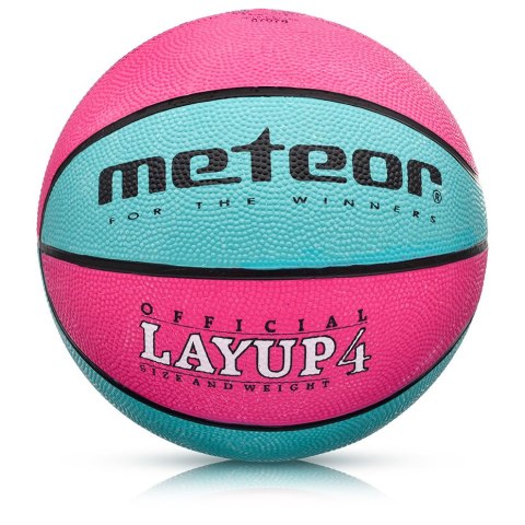 Piłka koszykowa Meteor LayUp 4 różowo-niebieska 07078