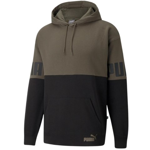 Bluza męska Puma Power Colorblock Hoodie FL zielono-czarna 846103 44