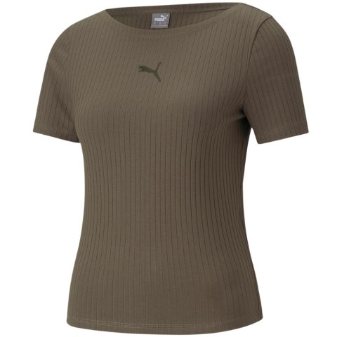 Koszulka damska Puma HER Ribbed Slim Tee Grape Leaf khaki 531917 44