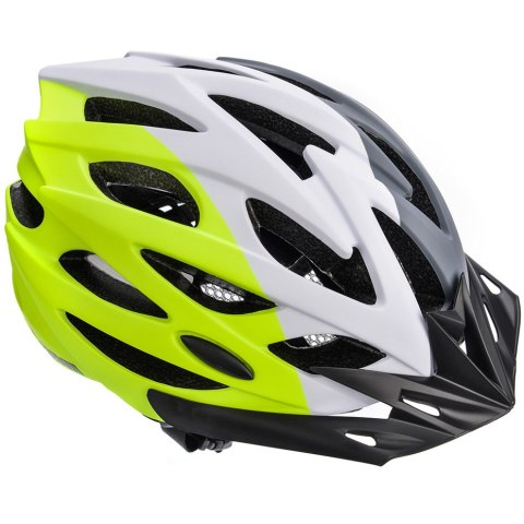 Kask rowerowy Meteor Marven M 55-58 cm szaro-biało-limonkowy 25170