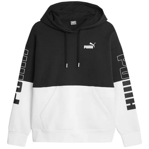 Bluza damska Puma Power Colorblock Hoodie FL czarno-biała 676023 01