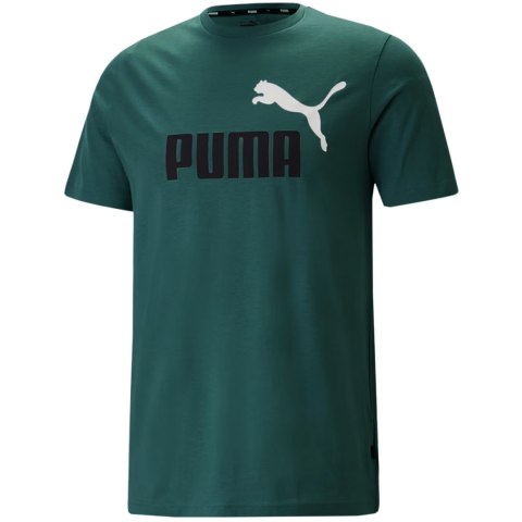 Koszulka męska Puma ESS+ 2 Col Logo Tee zielona 586759 45